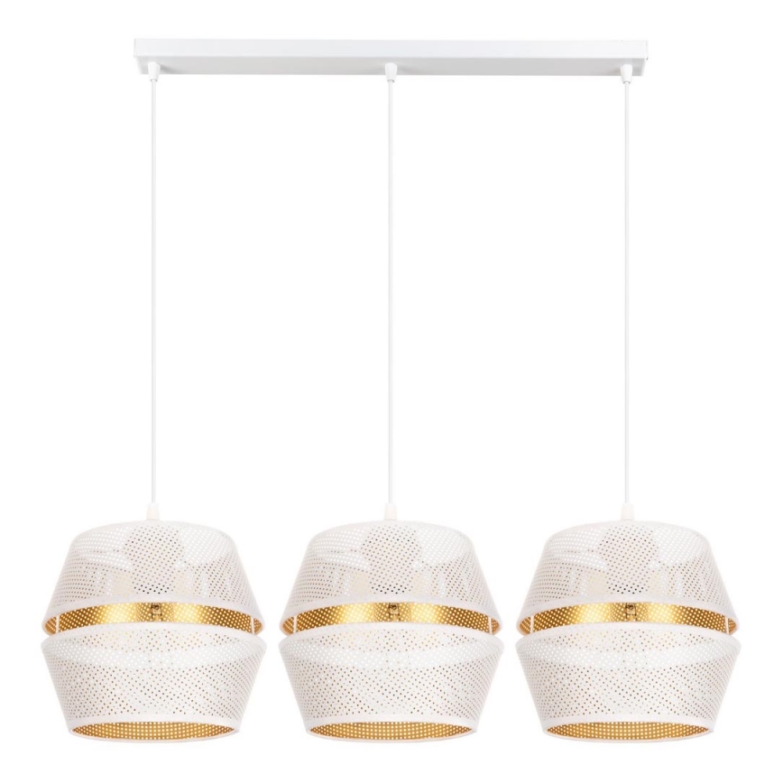 Candelabro suspenso PARIS 3xE27/60W/230V branco/dourado