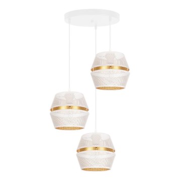 Candelabro suspenso PARIS 3xE27/60W/230V diâmetro 45 cm branco/dourado