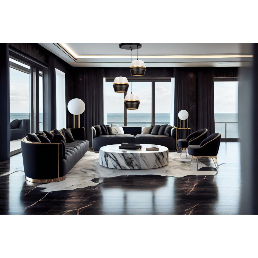 Candelabro suspenso PARIS 3xE27/60W/230V diâmetro 45 cm branco/preto/dourado