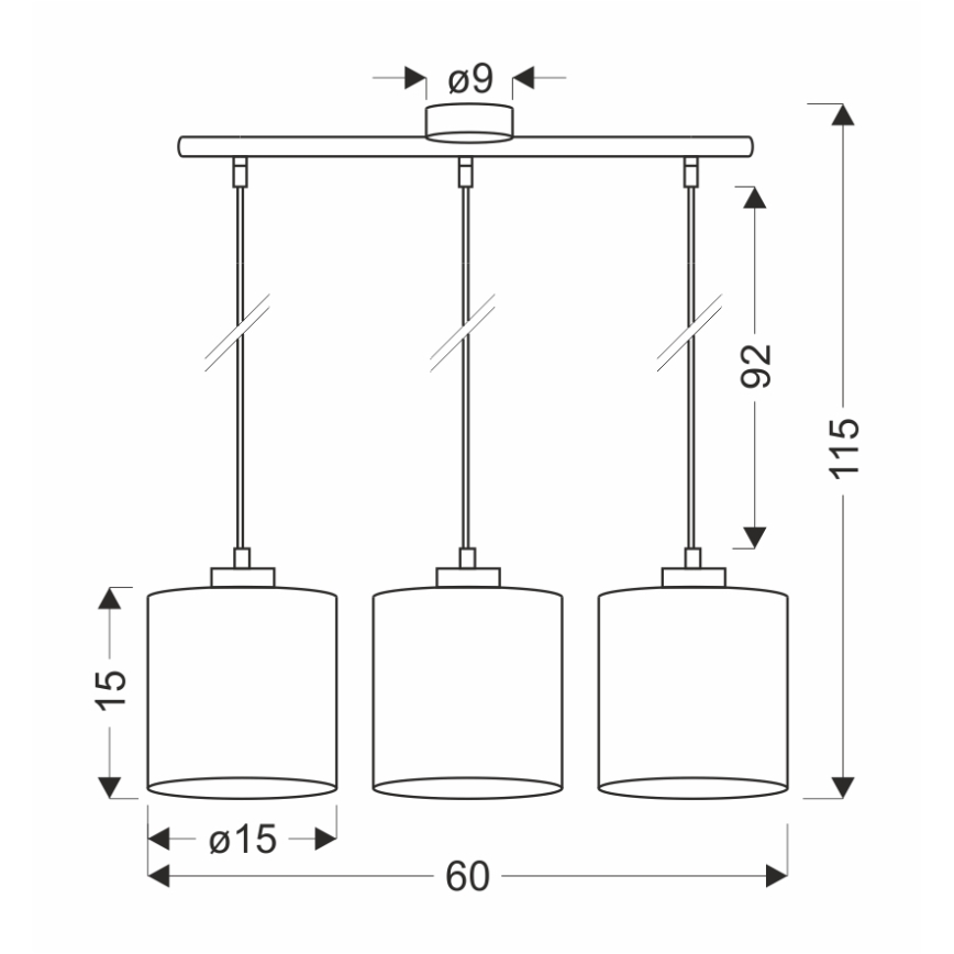 Candelabro suspenso PATTI 3xE27/60W/230V verde