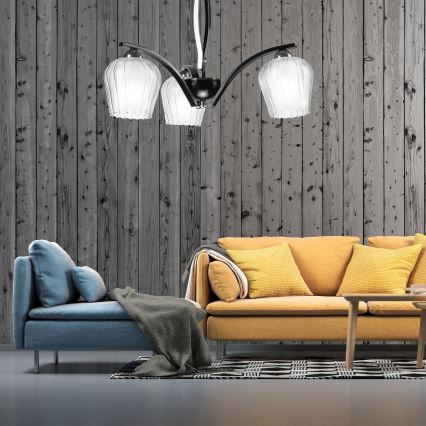 Candelabro suspenso PAULA 3xE27/60W/230V preto
