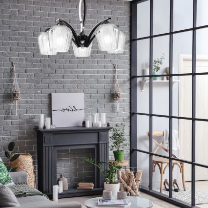 Candelabro suspenso PAULA 5xE27/60W/230V preto