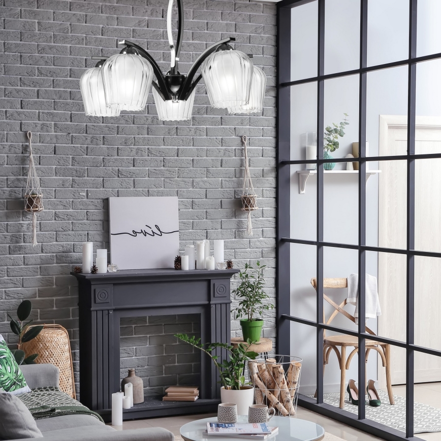 Candelabro suspenso PAULA 5xE27/60W/230V preto