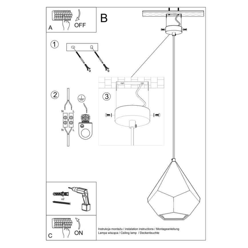 Candelabro suspenso PAVLUS 1xE27/60W/230V