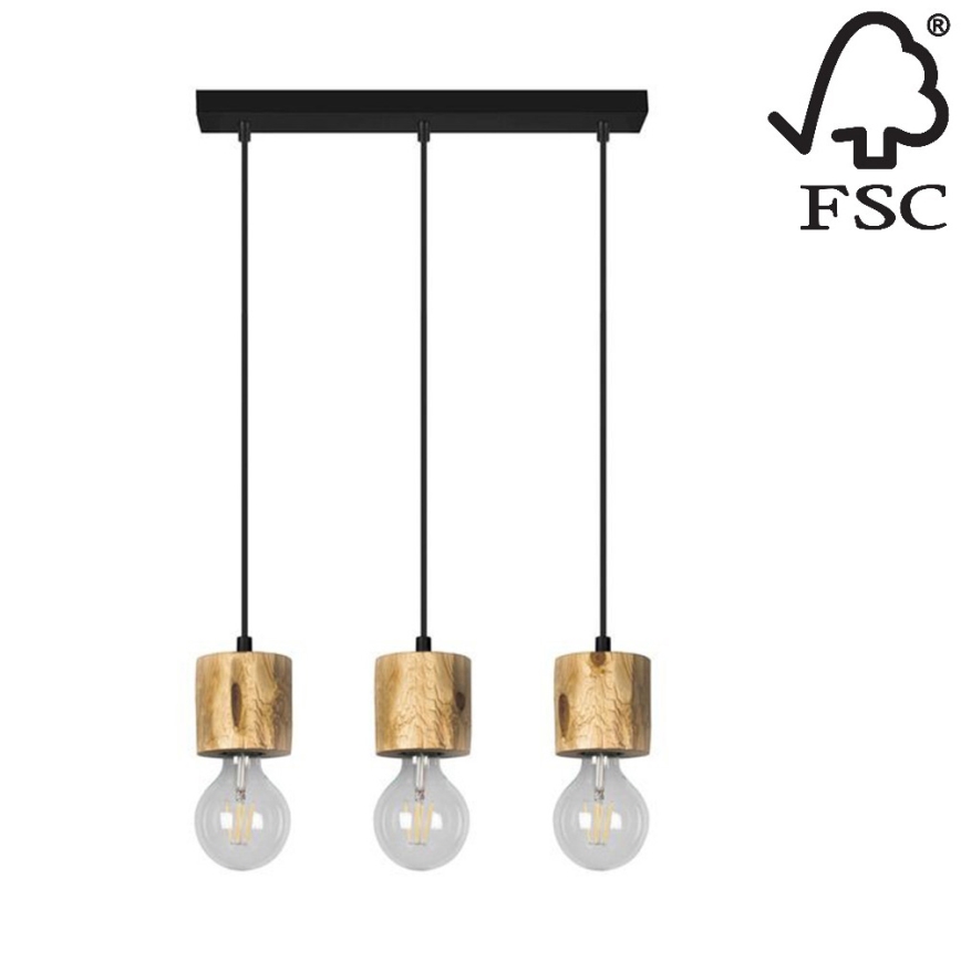 Candelabro suspenso PINO 3xE27/60W/230V pinho - certificado por FSC