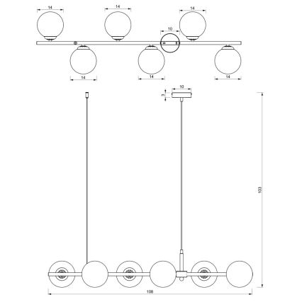 Candelabro suspenso POP 6xE14/40W/230V