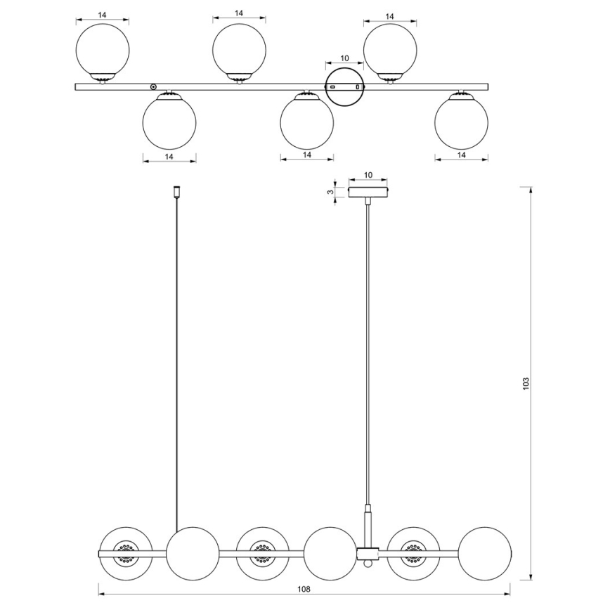 Candelabro suspenso POP 6xE14/40W/230V