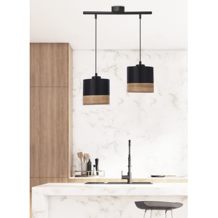 Candelabro suspenso PORTO 2xE27/60W/230V preto/castanho