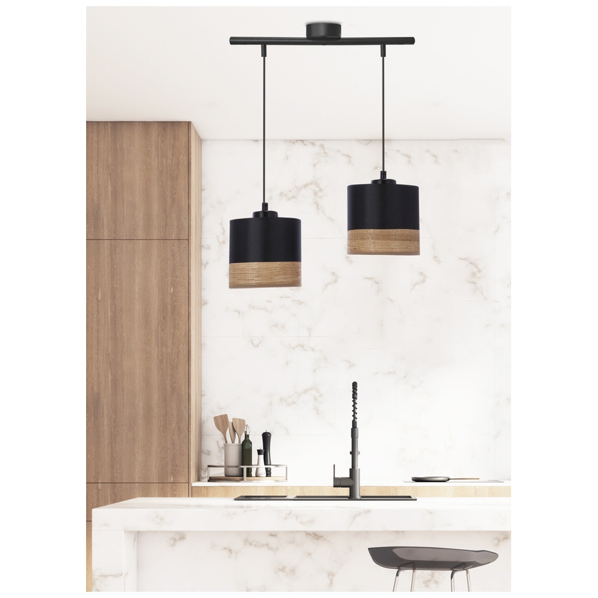 Candelabro suspenso PORTO 2xE27/60W/230V preto/castanho