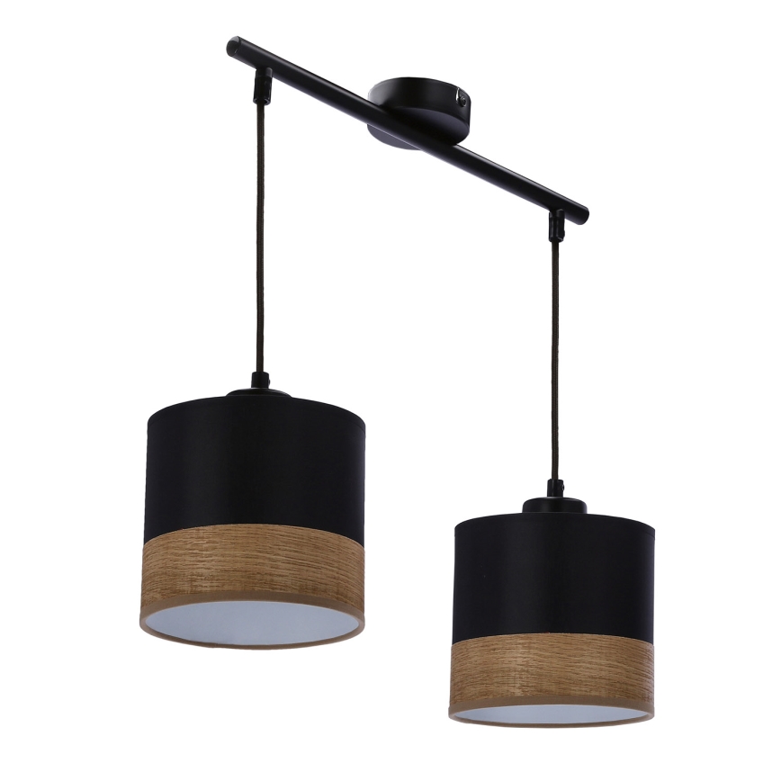 Candelabro suspenso PORTO 2xE27/60W/230V preto/castanho