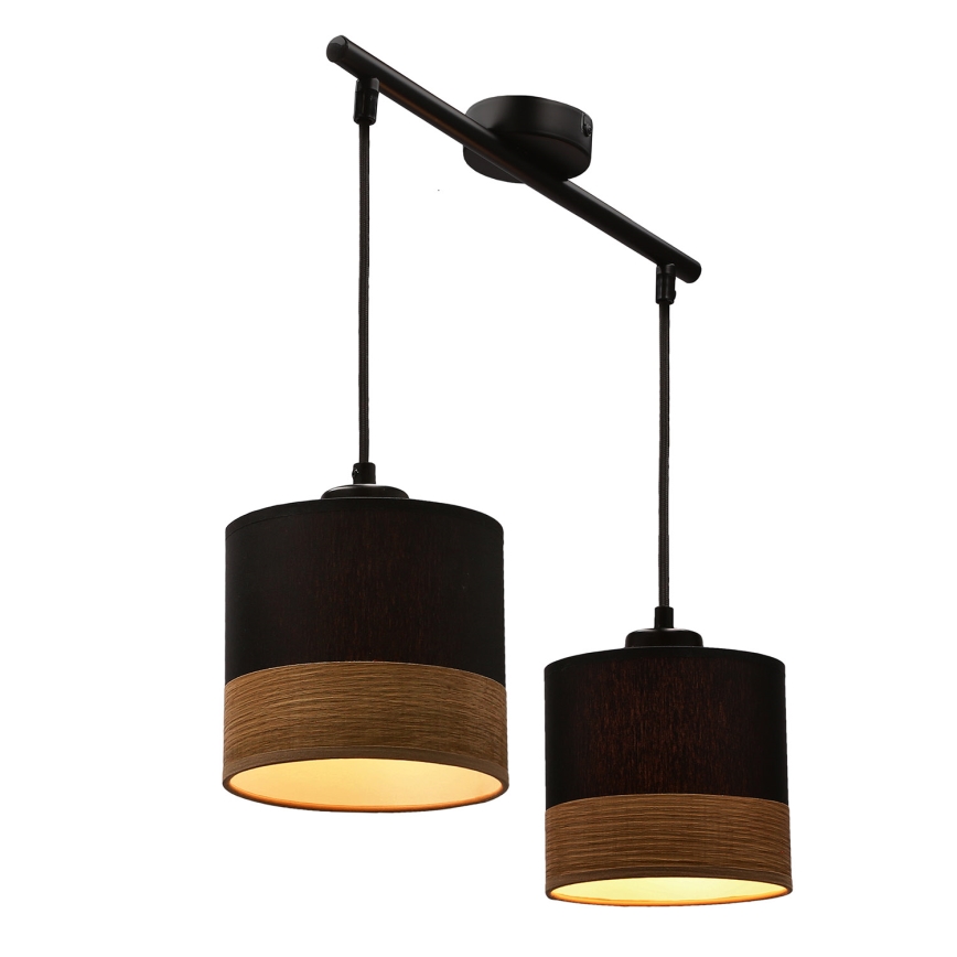 Candelabro suspenso PORTO 2xE27/60W/230V preto/castanho