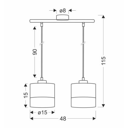 Candelabro suspenso PORTO 2xE27/60W/230V preto/castanho