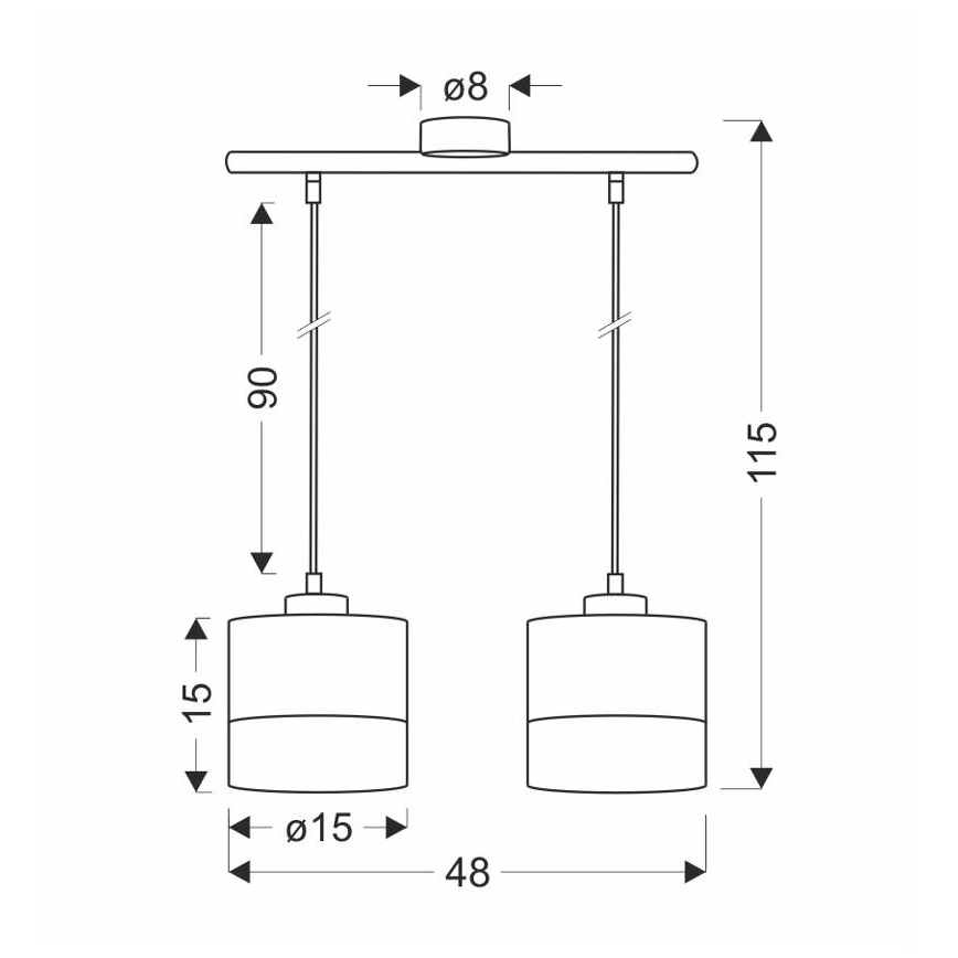 Candelabro suspenso PORTO 2xE27/60W/230V preto/castanho
