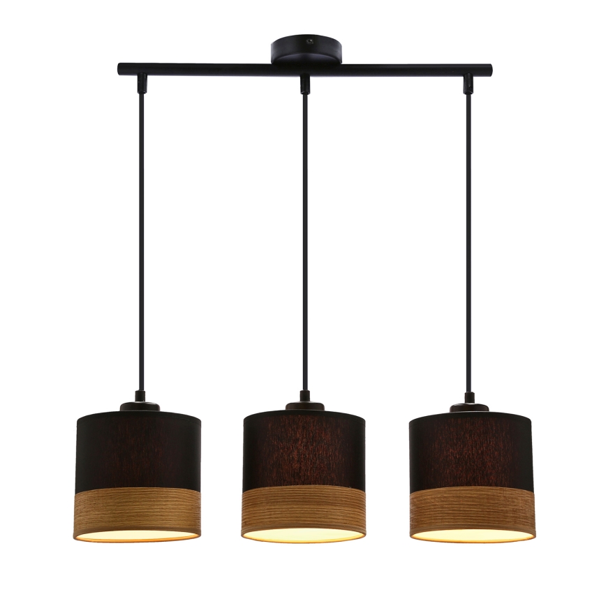 Candelabro suspenso PORTO 3xE27/60W/230V preto/castanho
