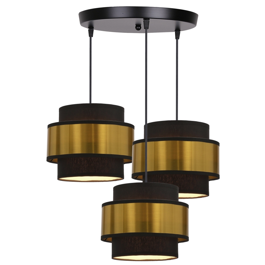 Candelabro suspenso PRESTIGE 3xE27/40W/230V dourada/preto