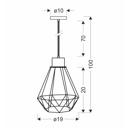Candelabro suspenso PRIMO 1xE27/60W/230V preto/dourada