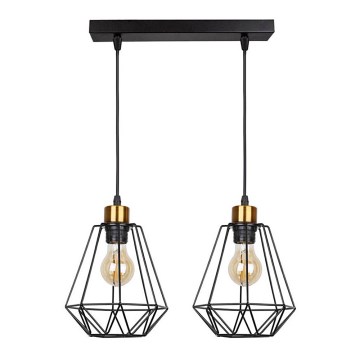 Candelabro suspenso PRIMO 2xE27/60W/230V preto/dourada