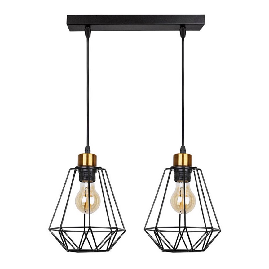 Candelabro suspenso PRIMO 2xE27/60W/230V preto/dourada