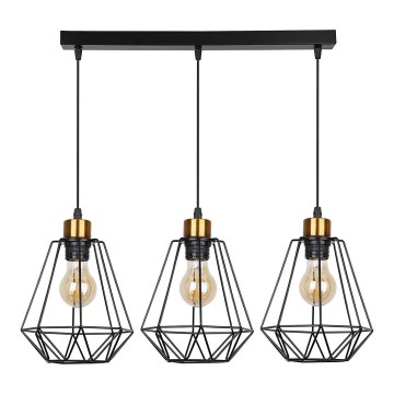 Candelabro suspenso PRIMO 3xE27/60W/230V preto/dourada