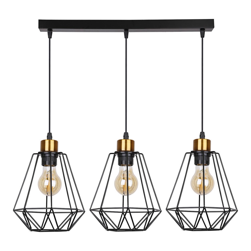 Candelabro suspenso PRIMO 3xE27/60W/230V preto/dourada