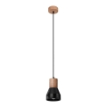 Candelabro suspenso QUBIC 1xE27/60W/230V betão/Bétula/faia/preto