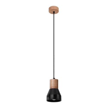 Candelabro suspenso QUBIC 1xE27/60W/230V betão/Bétula/faia/preto