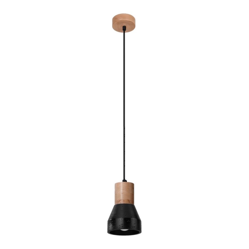 Candelabro suspenso QUBIC 1xE27/60W/230V betão/Bétula/faia/preto
