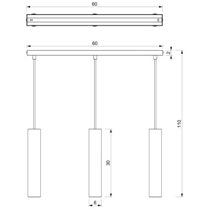 Candelabro suspenso RAITO 3xGU10/8W/230V latão