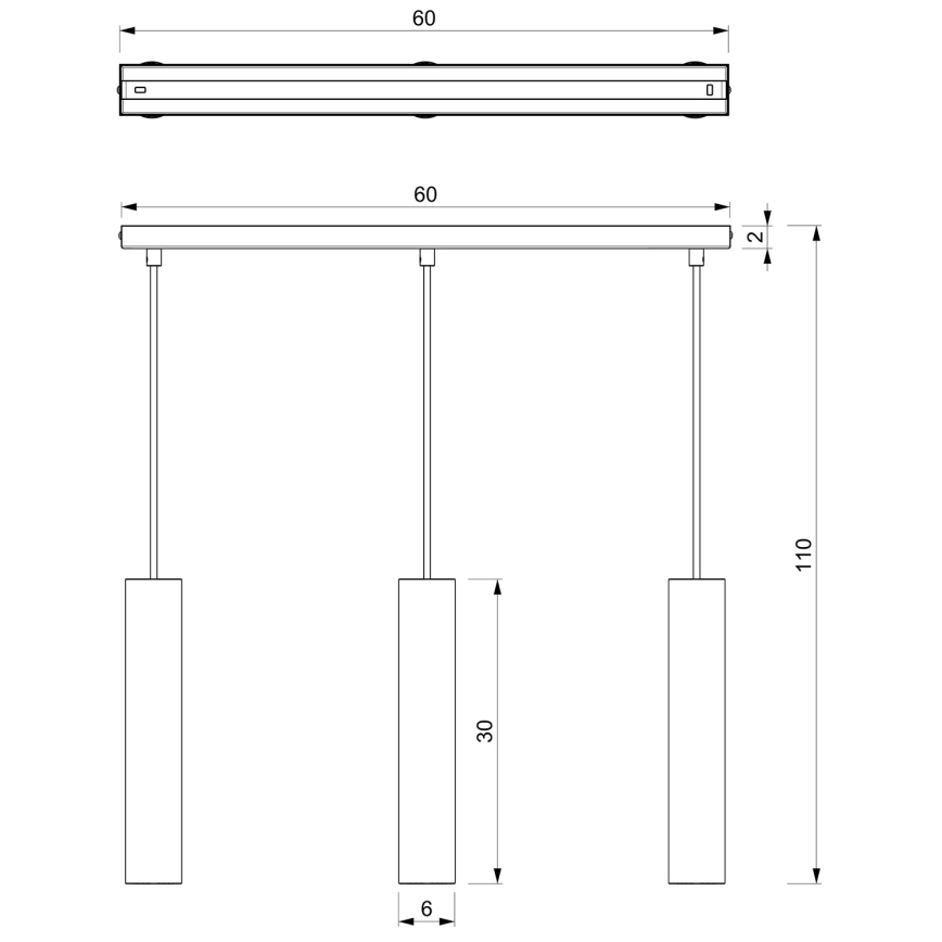 Candelabro suspenso RAITO 3xGU10/8W/230V latão