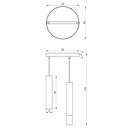 Candelabro suspenso RAITO 3xGU10/8W/230V preto