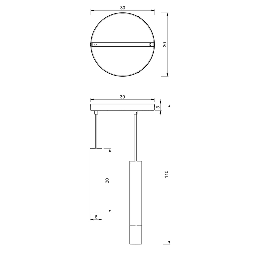Candelabro suspenso RAITO 3xGU10/8W/230V preto
