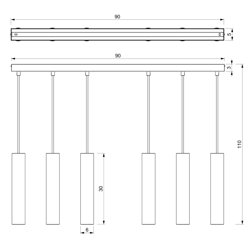 Candelabro suspenso RAITO 6xGU10/8W/230V latão