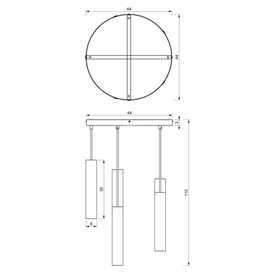 Candelabro suspenso RAITO 6xGU10/8W/230V latão