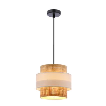 Candelabro suspenso RATTAN 1xE27/40W/230V branco/castanho