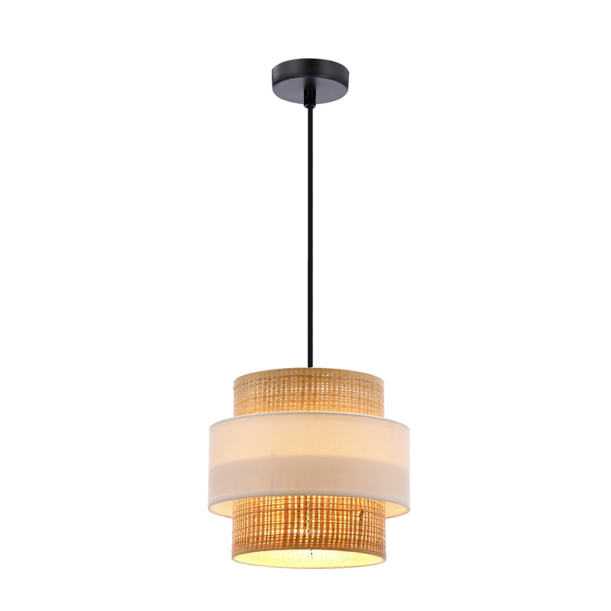 Candelabro suspenso RATTAN 1xE27/40W/230V branco/castanho