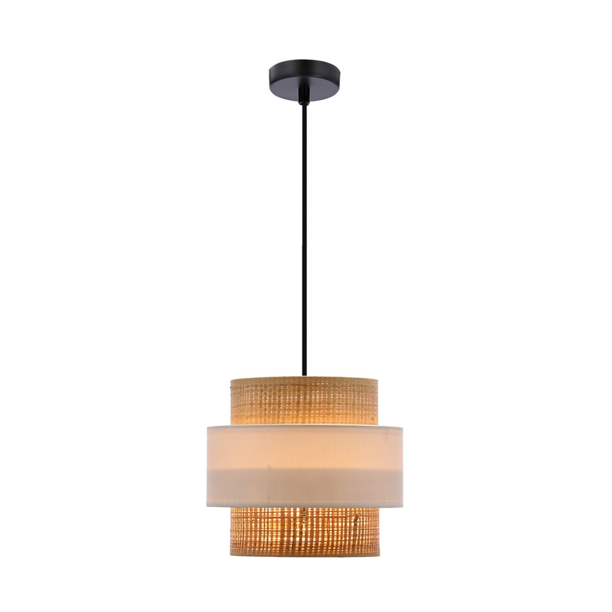 Candelabro suspenso RATTAN 1xE27/40W/230V branco/castanho