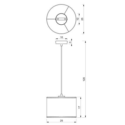 Candelabro suspenso RATTAN 1xE27/60W/230V diâmetro 25 cm vime