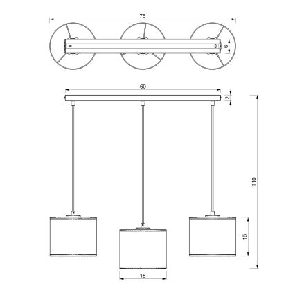 Candelabro suspenso RATTAN 3xE27/60W/230V vime