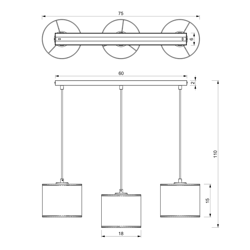 Candelabro suspenso RATTAN 3xE27/60W/230V vime