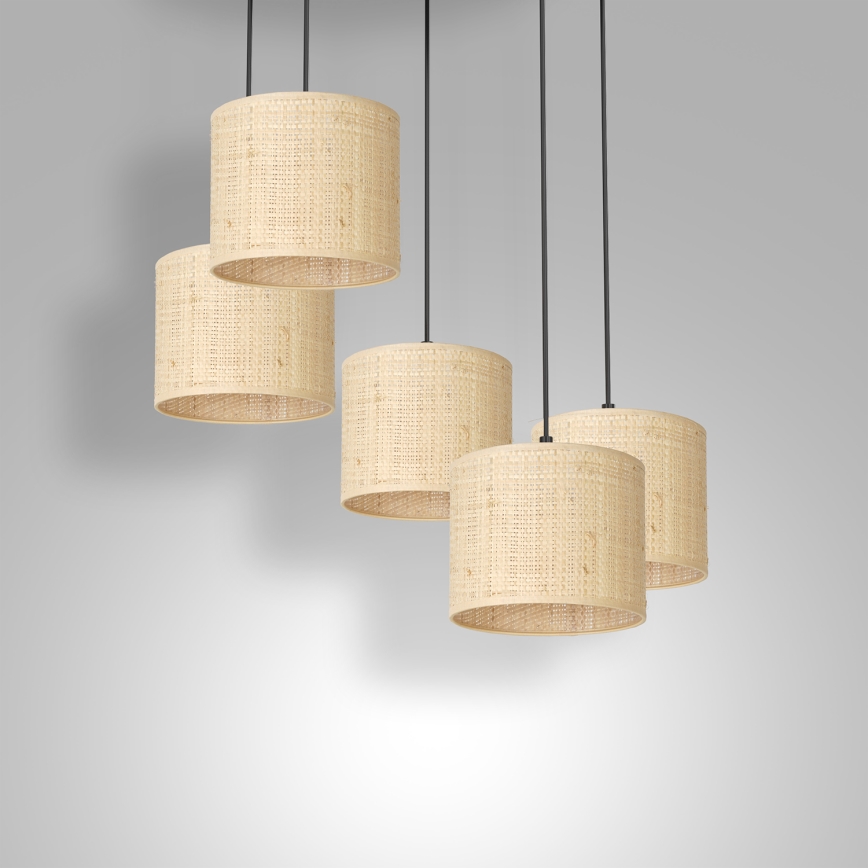 Candelabro suspenso RATTAN 5xE27/60W/230V vime