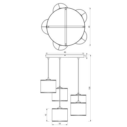 Candelabro suspenso RATTAN 5xE27/60W/230V vime