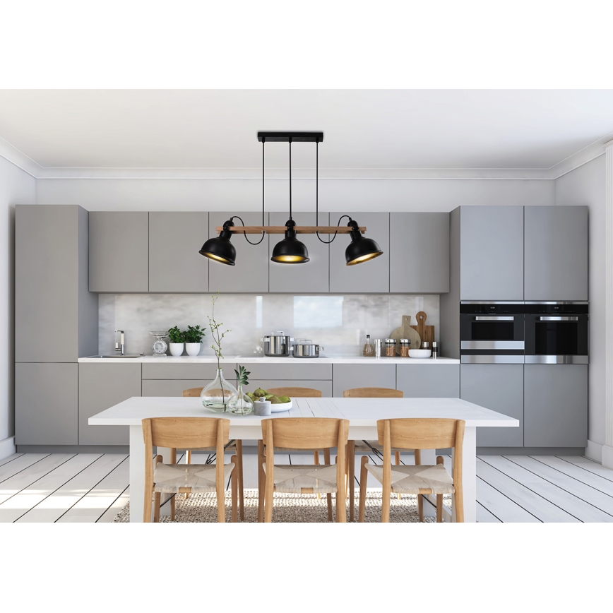 Candelabro suspenso RENO 3xE27/40W/230V preto/castanho
