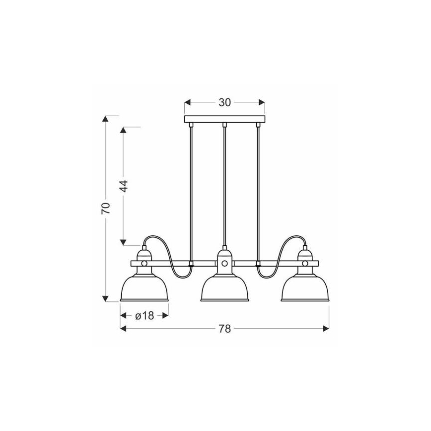 Candelabro suspenso RENO 3xE27/40W/230V preto/castanho