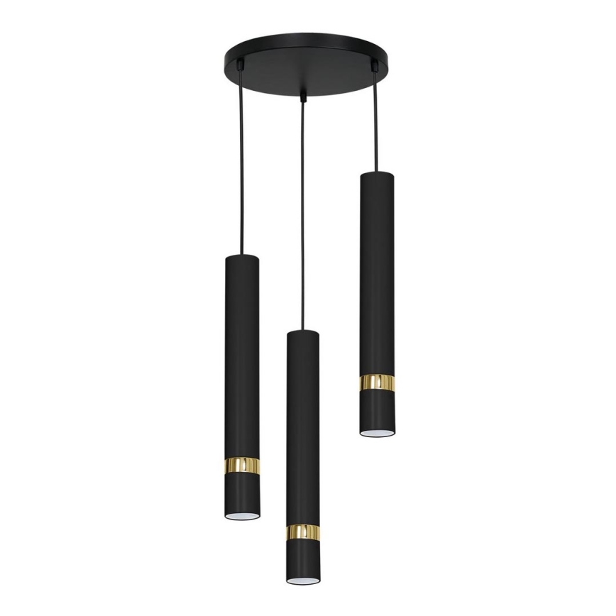 Candelabro suspenso RENO 3xGU10/8W/230V preto/dourada