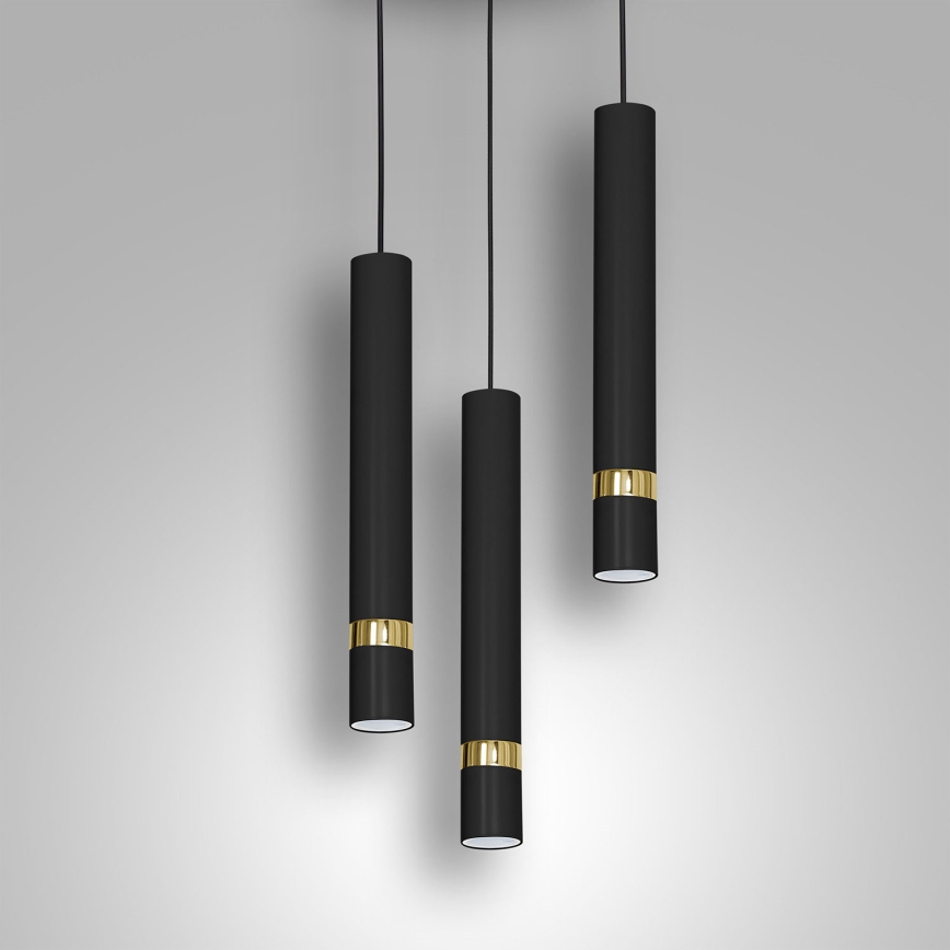 Candelabro suspenso RENO 3xGU10/8W/230V preto/dourada