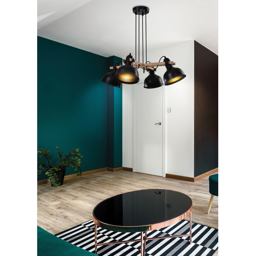 Candelabro suspenso RENO 4xE27/40W/230V preto/castanho