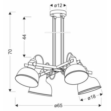 Candelabro suspenso RENO 4xE27/40W/230V preto/castanho