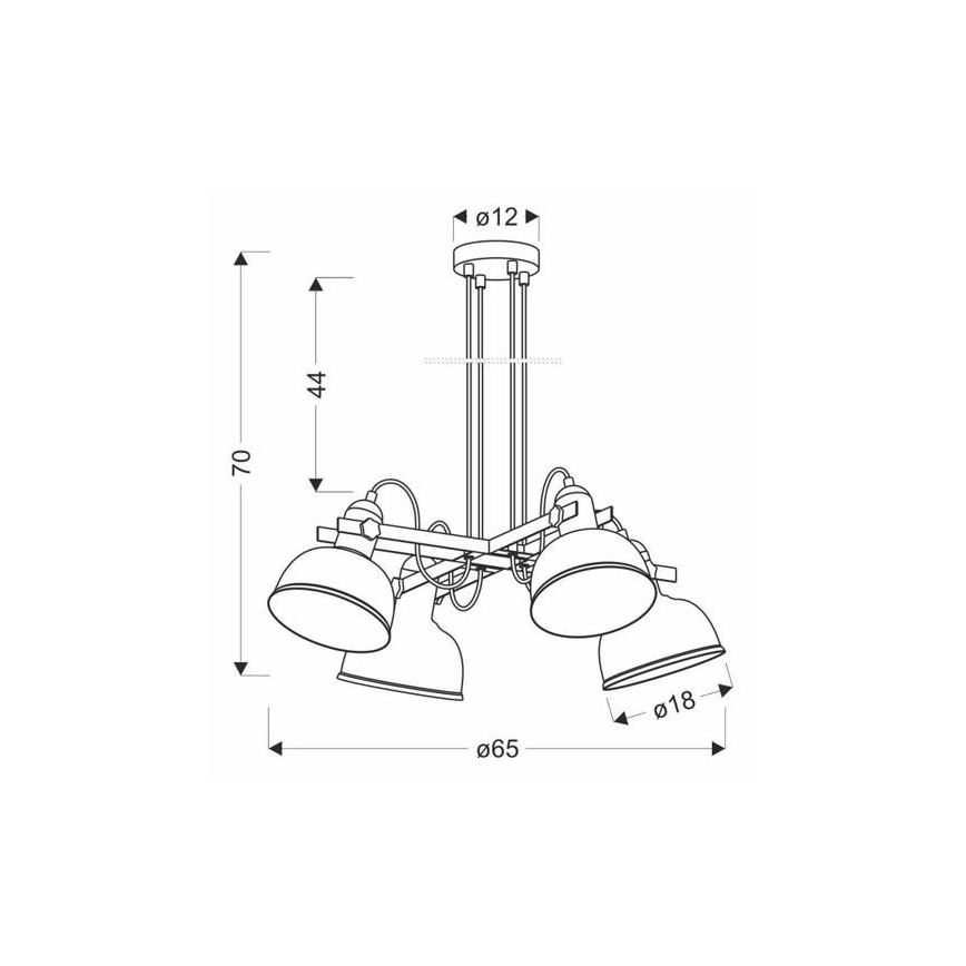 Candelabro suspenso RENO 4xE27/40W/230V preto/castanho