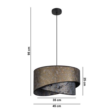 Candelabro suspenso REZO 1xE27/60W/230V cinzento/dourado