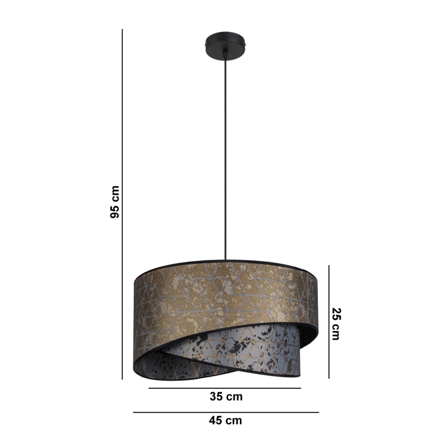 Candelabro suspenso REZO 1xE27/60W/230V cinzento/dourado